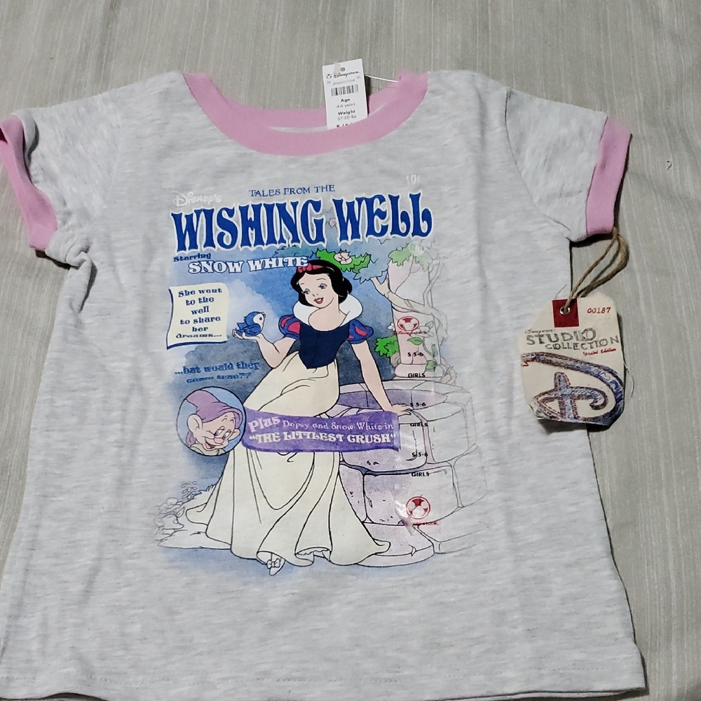 Disney Snow White Wishing Well Tee - Gray and Pink